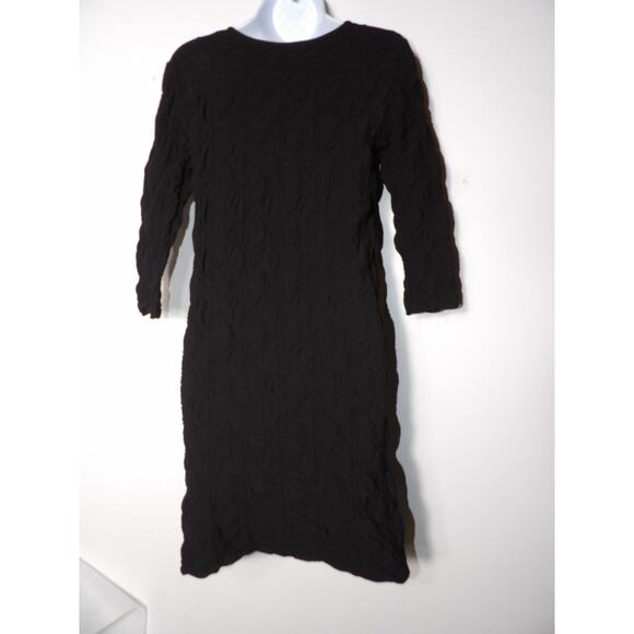 Tees By Tina One Size OSFA Dress Black Crinkle Textured Knee Length Modest Scoop - Picture 12 of 12